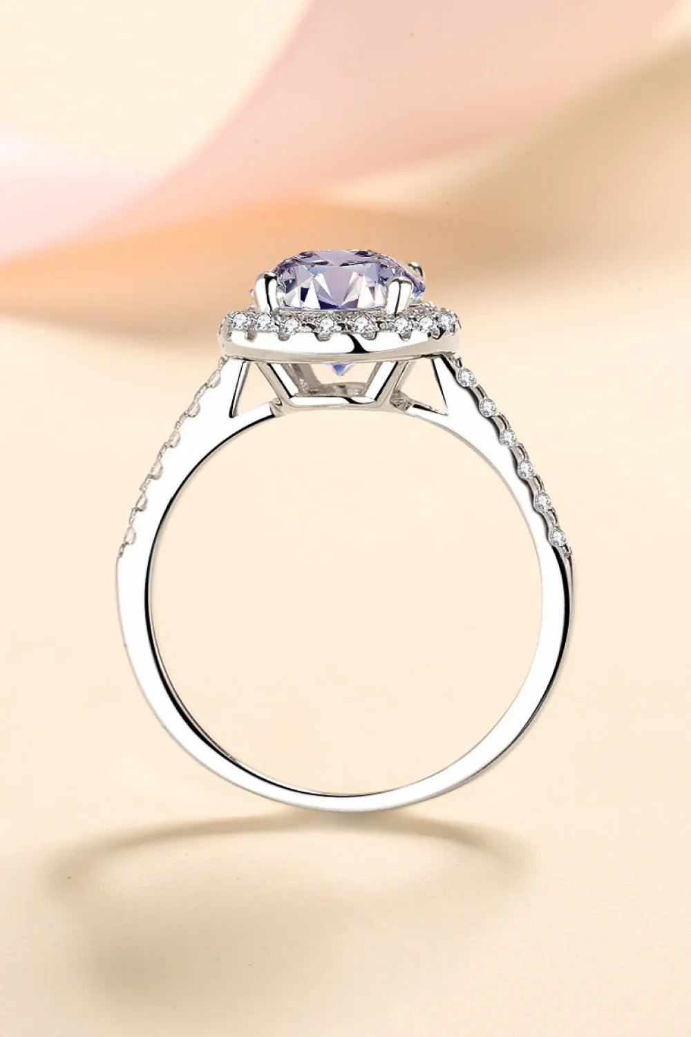 2 Carat Moissanite Halo Ring Sterling Silver - Southern Shores Clothing