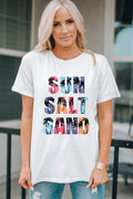 Letter Graphic Short Sleeve T Shirt With Stretch Fabric - Southern Shores Clothing