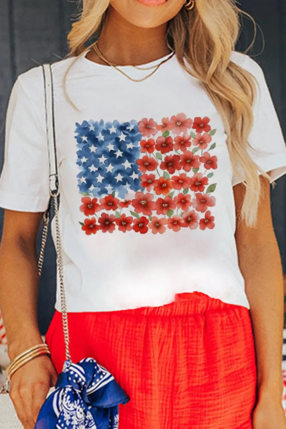 Star Floral American Flag Print T Shirt Graphic - Southern Shores Clothing