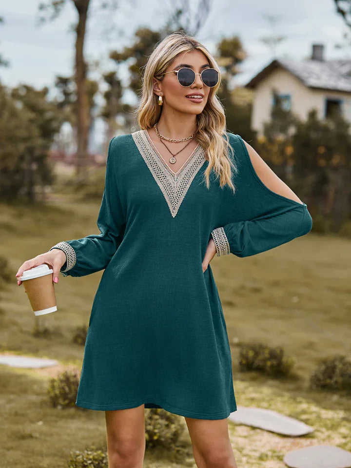 V-Neck Cutout Sleeve Mini Dress - Southern Shores Clothing
