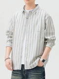 Oversized Striped Button Up Long Sleeve Cotton Shirt - Southern Shores Clothing