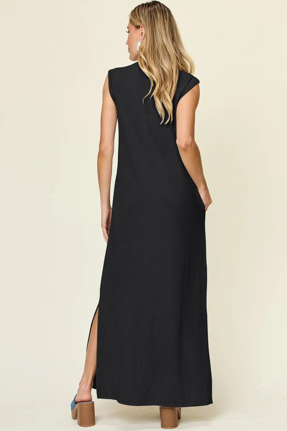 Texture Mock Neck Sleeveless Maxi Dress Coastal Outings - Southern Shores Clothing