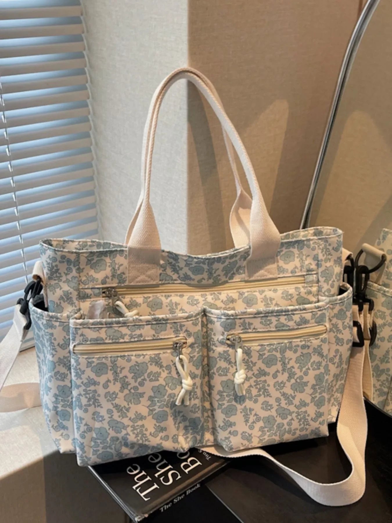 Floral Print Multi Pocket Crossbody Bag Casual - Southern Shores Clothing