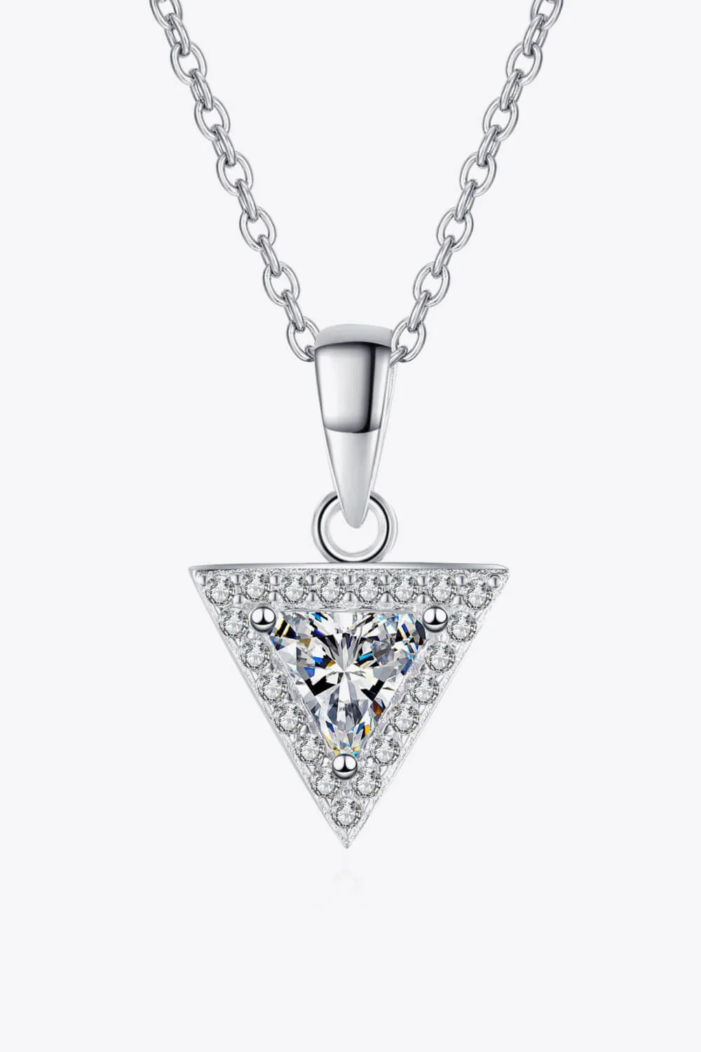 Minimalist Sterling Triangle Moissanite Pendant - Southern Shores Clothing