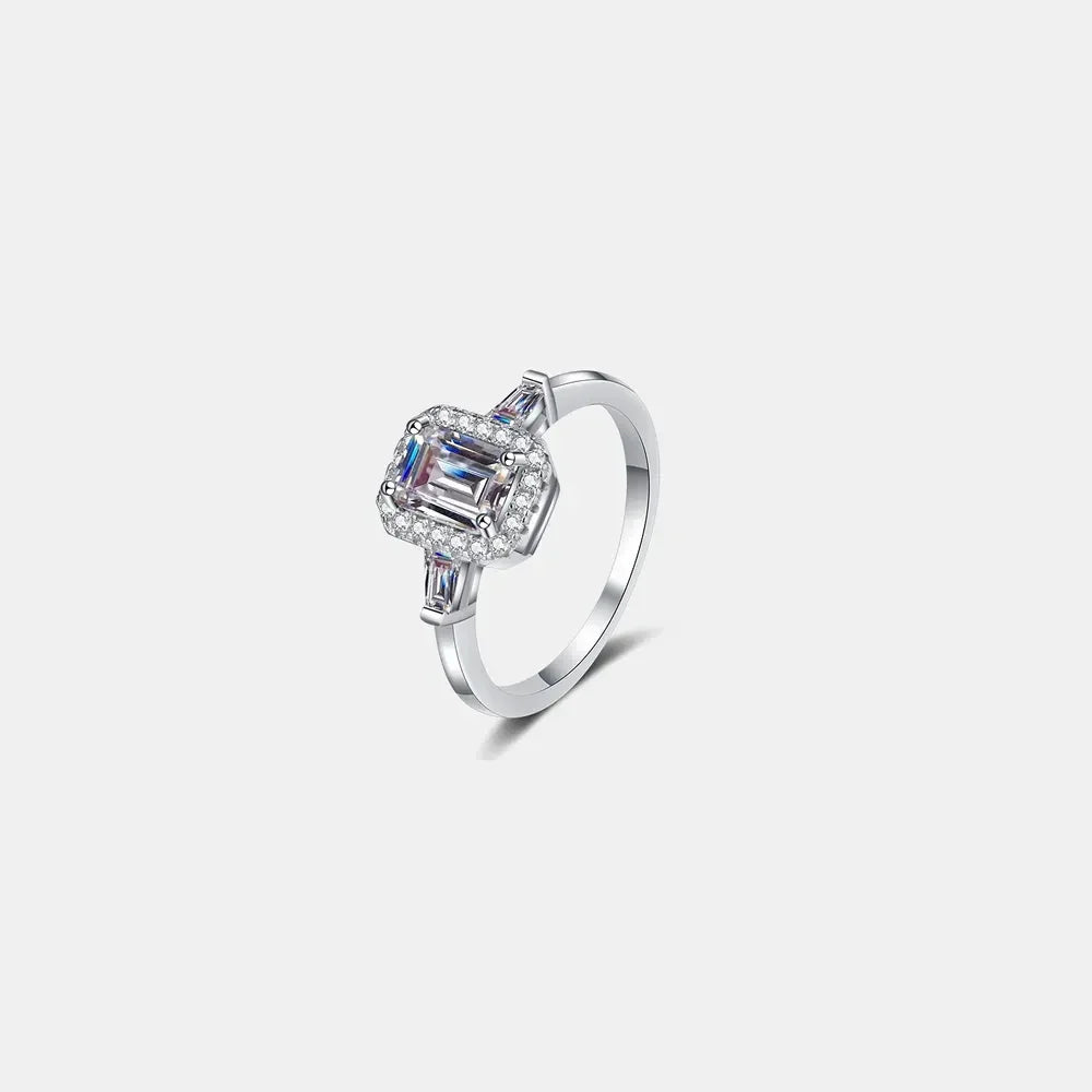 Timeless Solitaire Moissanite Ring In Sterling Silver Halo - Southern Shores Clothing