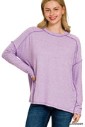 Plus Size Exposed Seam Hi-Low Tee Melange Hacci - Southern Shores Clothing