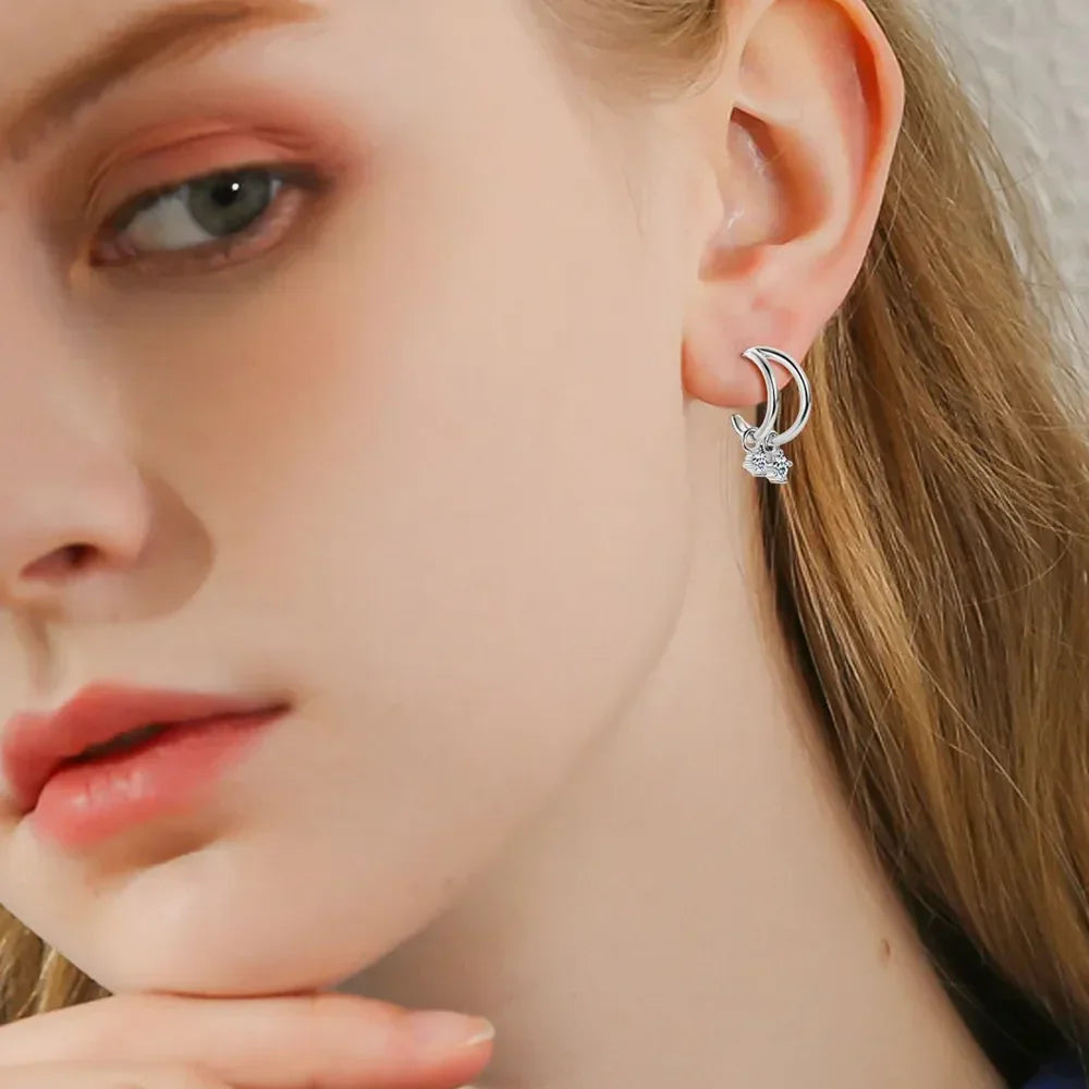 Sterling Silver Moissanite C-Hoop Earrings - Southern Shores Clothing
