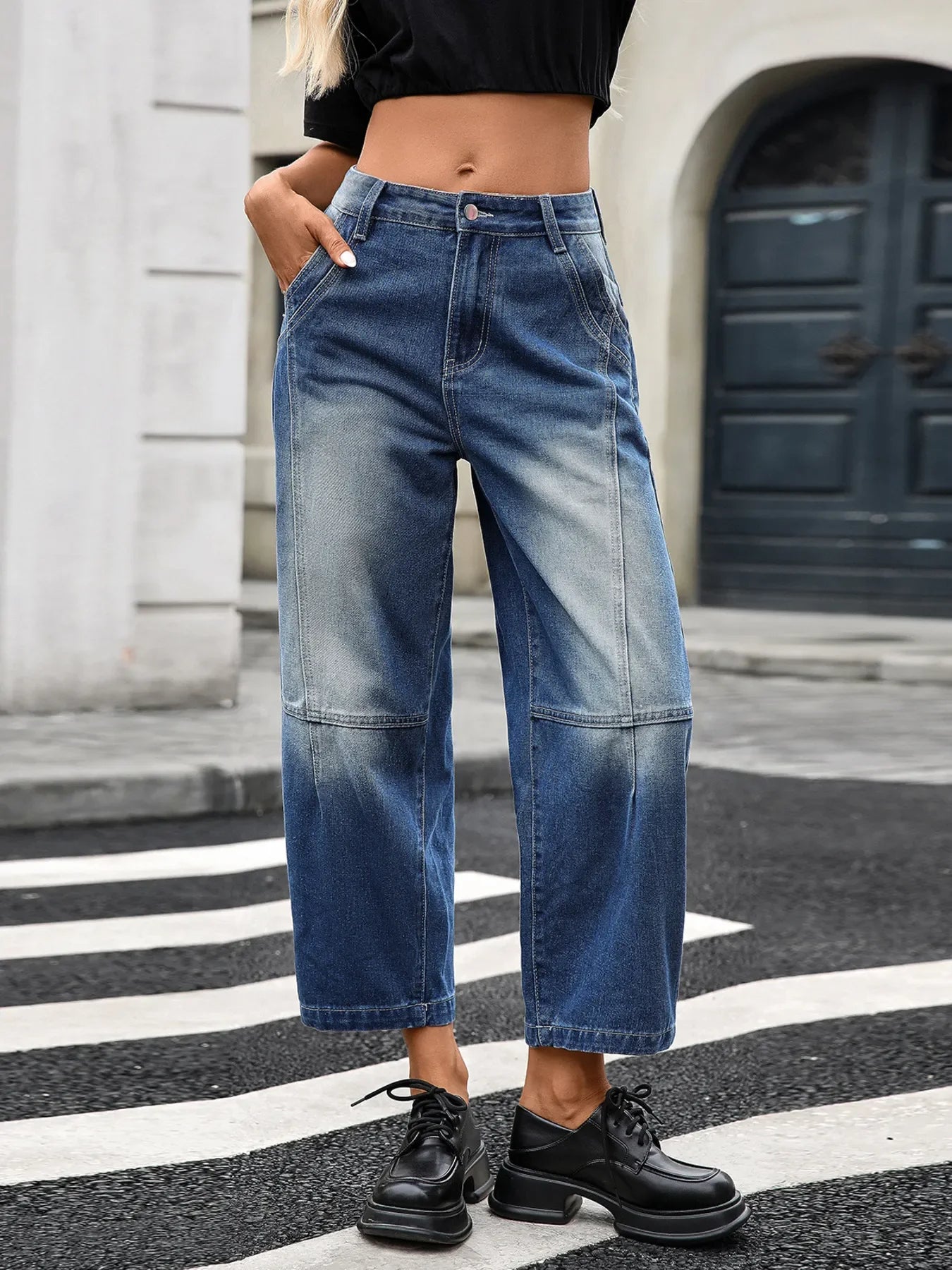 Coastal Wide Leg Jeans With Pockets And Stretch - Southern Shores Clothing