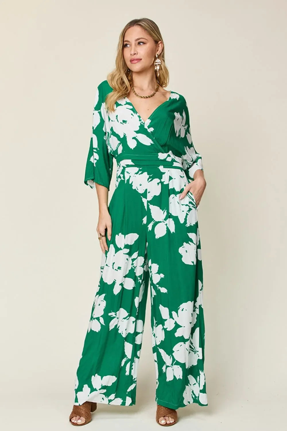 Printed Tie-Back Wide-Leg Jumpsuit With Tie Detail - Southern Shores Clothing