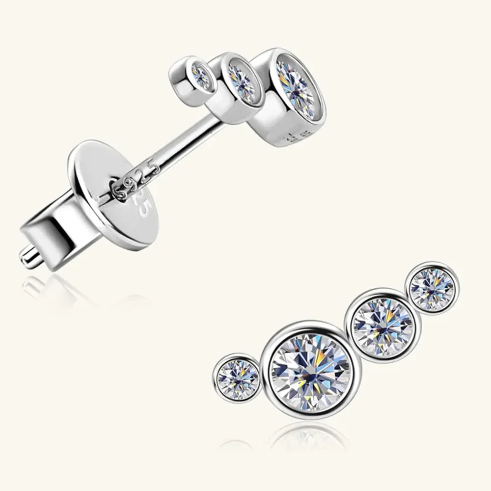 Sterling Silver Moissanite Stud Earrings - Southern Shores Clothing