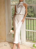 Asymmetrical Ruched Sleeveless Midi Dress - Southern Shores Clothing