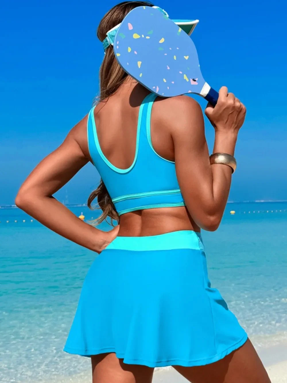 Two-Piece Swim Set With Scoop Neck Top And Skort Lightweight - Southern Shores Clothing