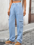 Coastal Inspired High Waisted Cargo Jeans - Southern Shores Clothing