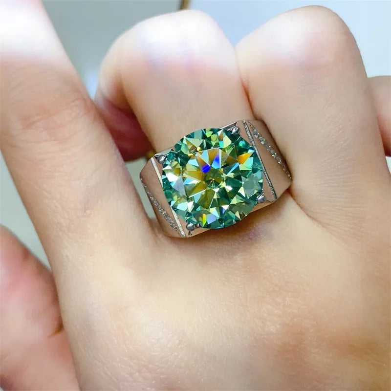 Southern Shores 10 Carat Moissanite Women's Sterling Silver Signet Ring