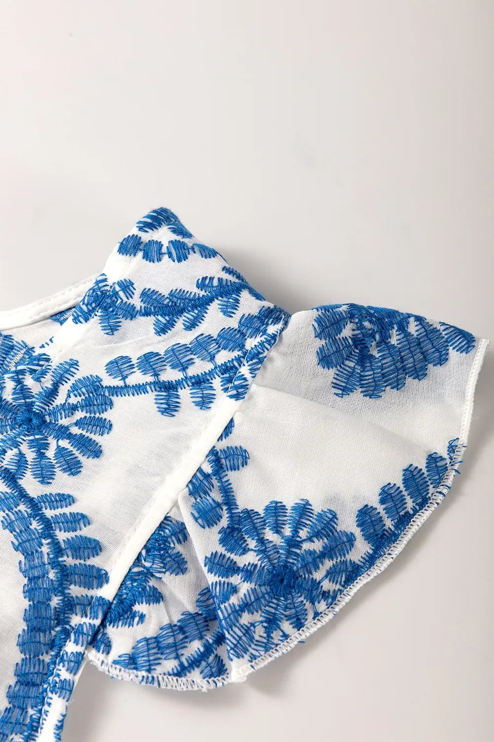 Boho Print Ruffled Cap Sleeve Crew Neck Blouse - Southern Shores Clothing