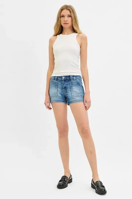 Low Rise Patched Pocket Shorts For Warm Weather - Southern Shores Clothing