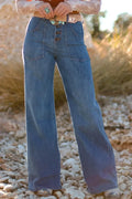 Charleston Inspired High-Waisted Wide-Leg Denim Jeans - Southern Shores Clothing