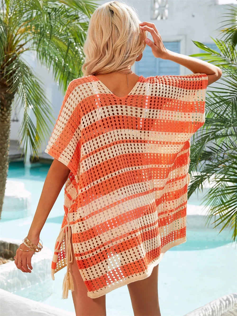 Angel Wings Striped V-Neck Cover Up One Size - Southern Shores Clothing