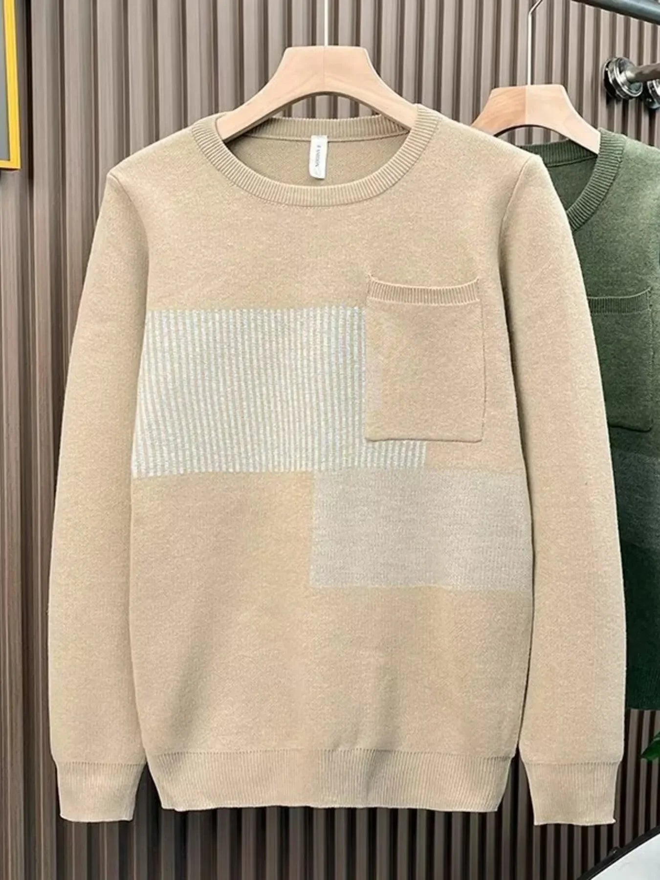 Striped Round Neck Sweater Polyester Blend - Southern Shores Clothing