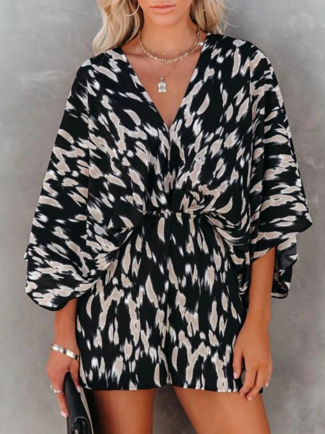 Oversized Tied-Back Printed Floral Romper