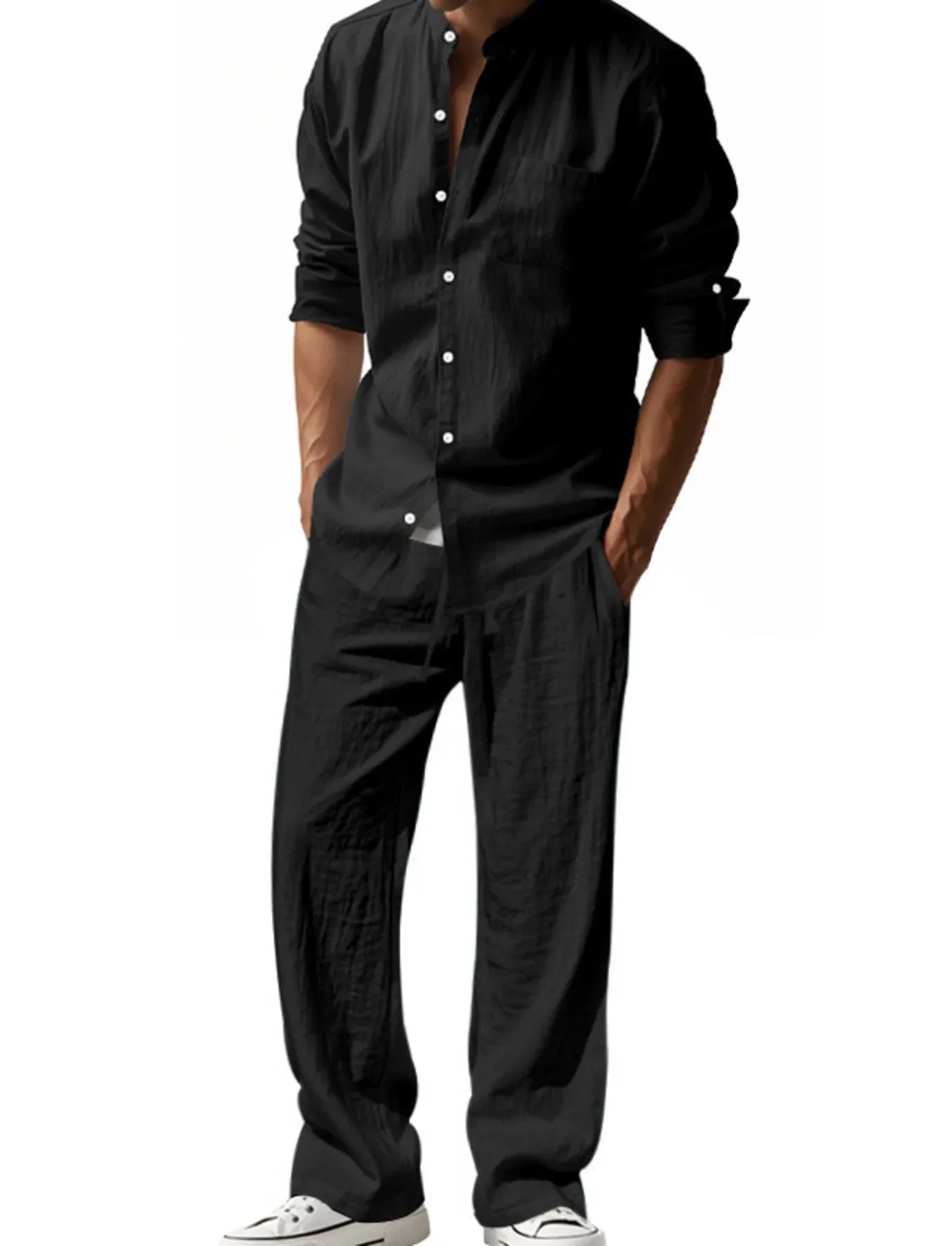 Men's Full Size Button Up Shirt and Pants Set Plus Size - Southern Shores Clothing