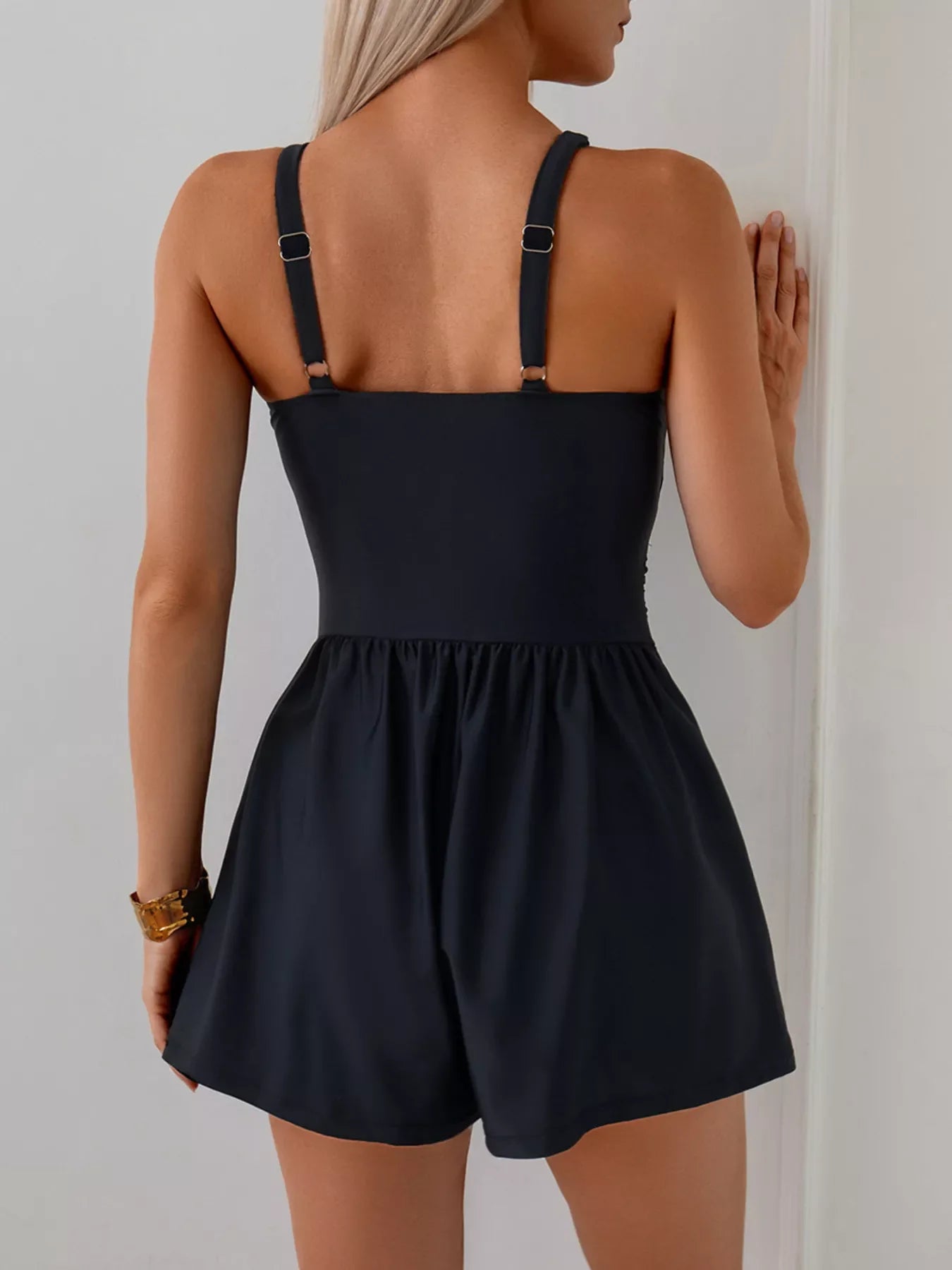 V-Neck Spaghetti Strap One-Piece Swimsuit With Stretch Fabric - Southern Shores Clothing