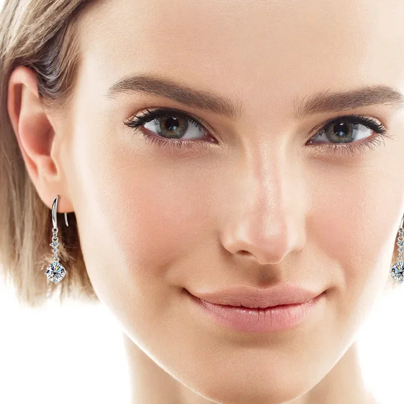 Radiant 2 Carat Moissanite Sterling Silver Earrings - Southern Shores Clothing