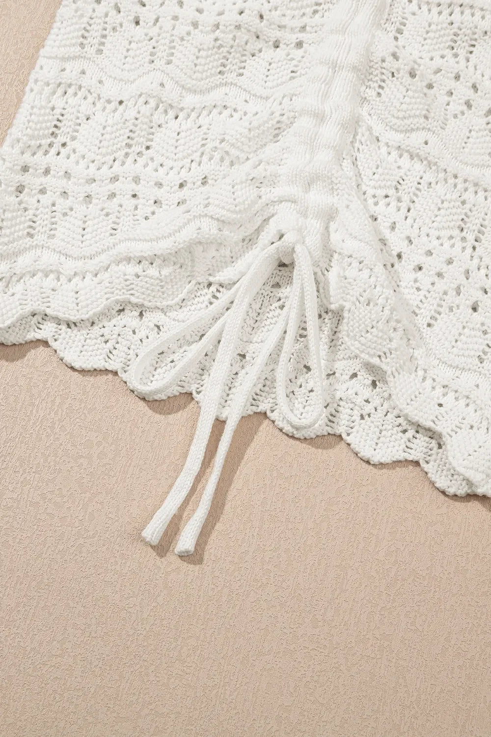 Hollowed Knit V Neck Drawstring Sweater Vest For Layering - Southern Shores Clothing