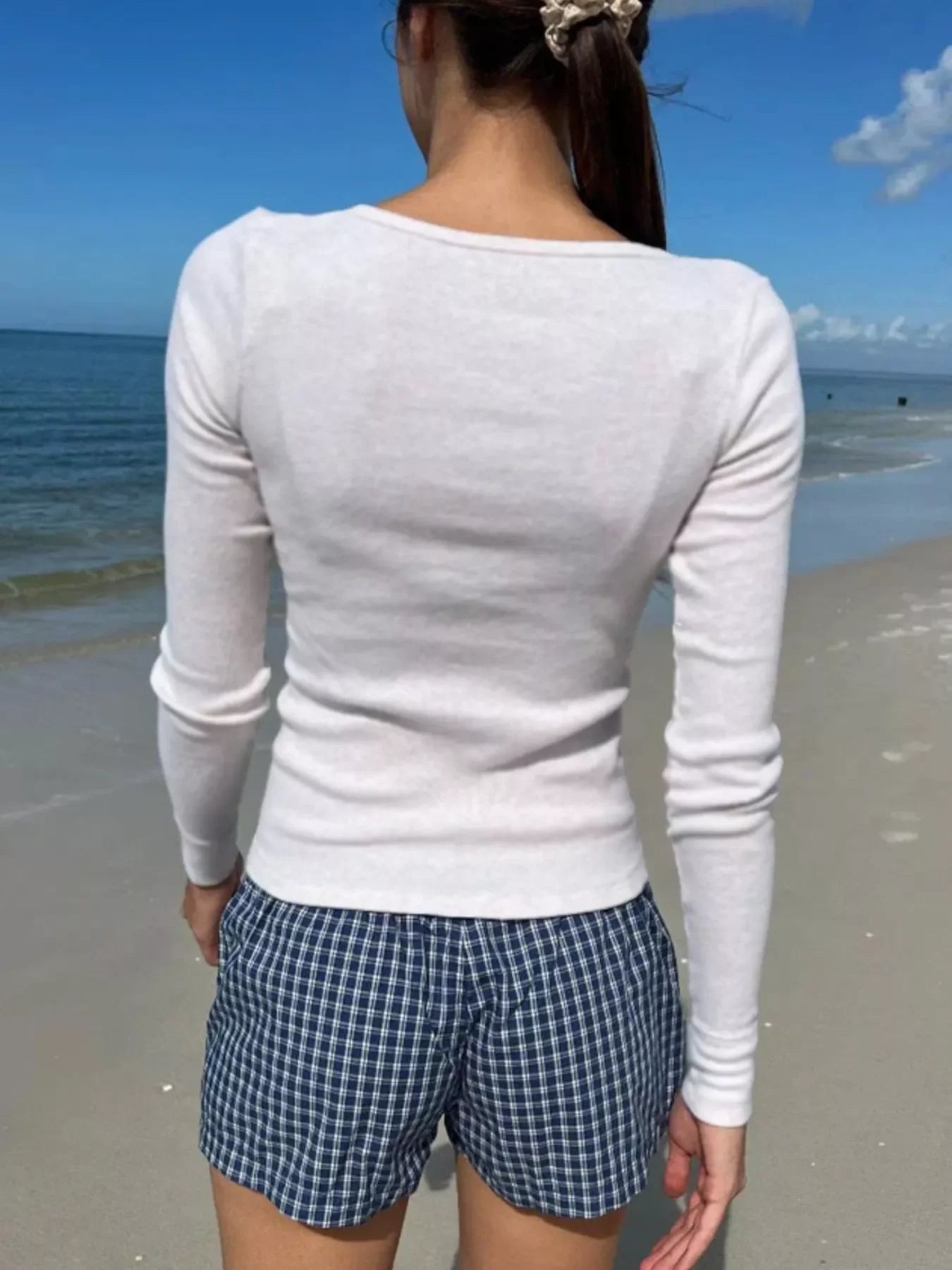 Striped Long Sleeve Henley T-Shirt - Southern Shores Clothing