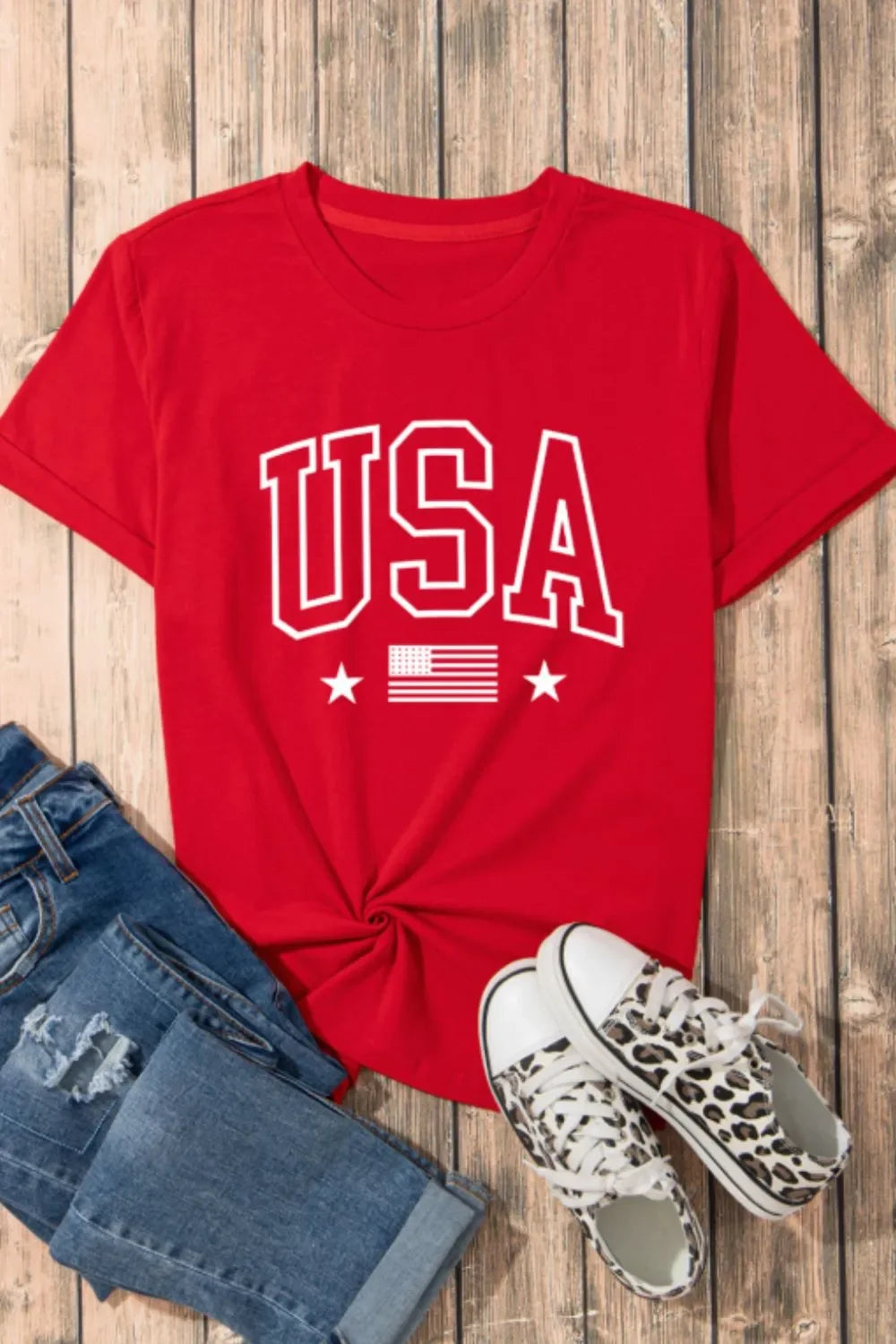 American Flag Crewneck T Shirt With Stretch Basic Fit - Southern Shores Clothing