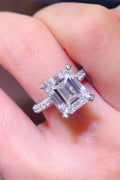 5 Carat Emerald-Cut Moissanite Platinum-Plated Sterling Ring - Southern Shores Clothing