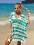Angel Wings Striped V-Neck Cover Up One Size - Southern Shores Clothing