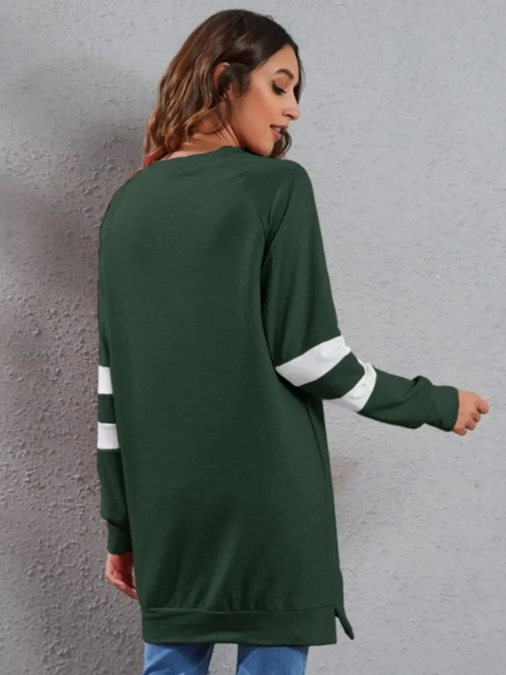 Full Size Striped Round Neck Long Sleeve T-Shirt - Southern Shores Clothing