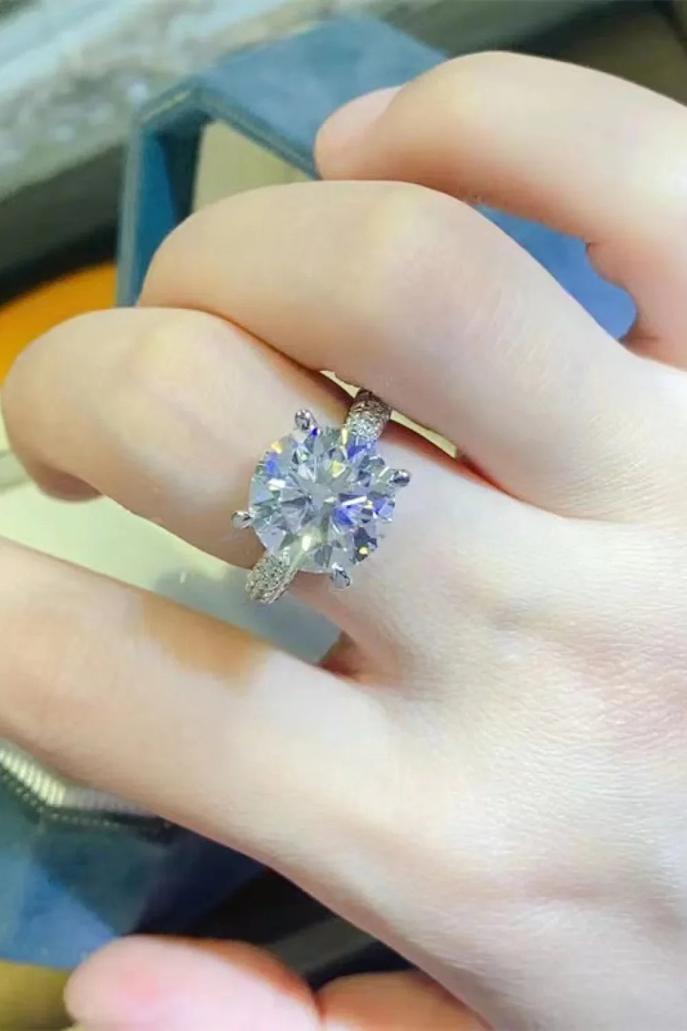 Moissanite Sterling Silver Ring With Crystal Brilliance - Southern Shores Clothing
