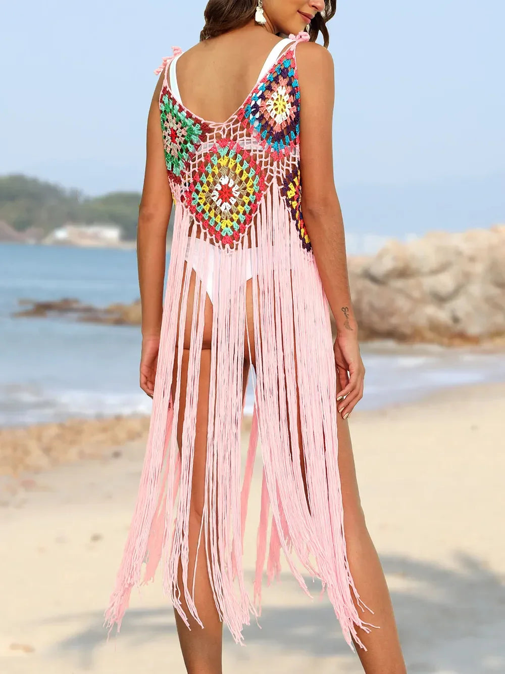 Fringe Spaghetti Strap Cover Up One Size