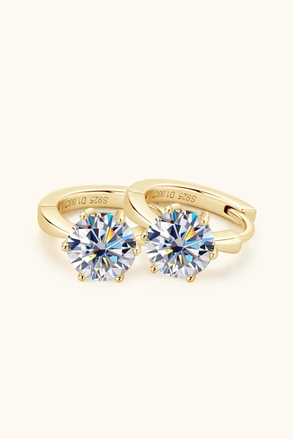 2 Carat Moissanite Sterling Silver Huggie Earrings - Southern Shores Clothing