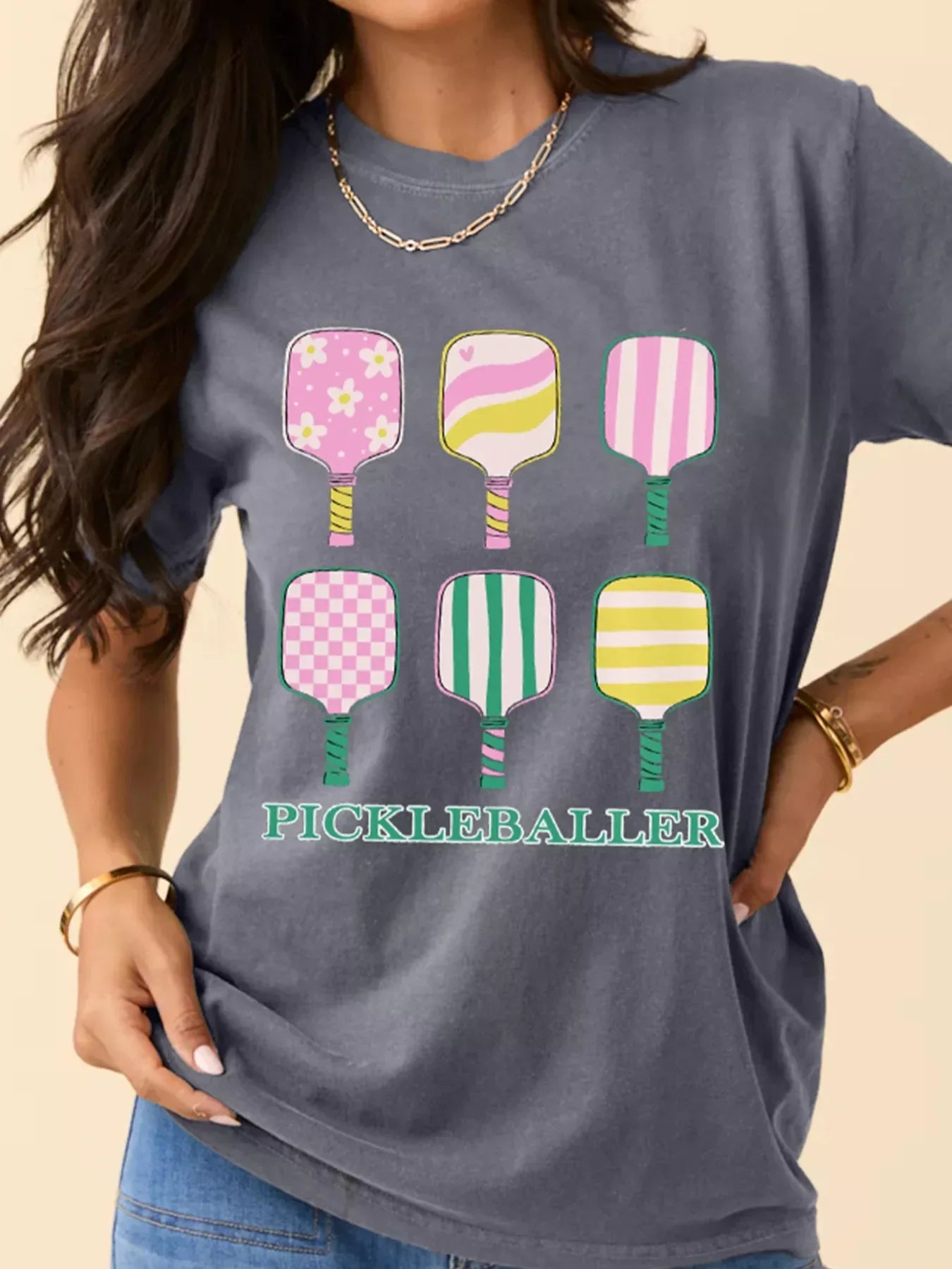 PICKLEBALLER Playful Bats Printed Casual T Shirt - Southern Shores Clothing