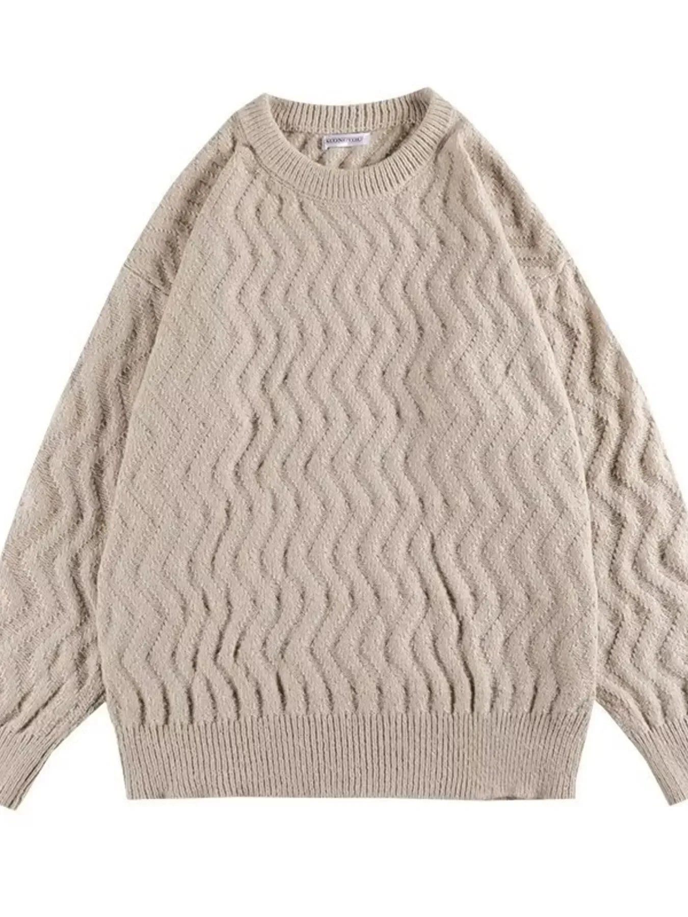 Oversized Textured Wave Knit Sweater Relaxed Fit - Southern Shores Clothing