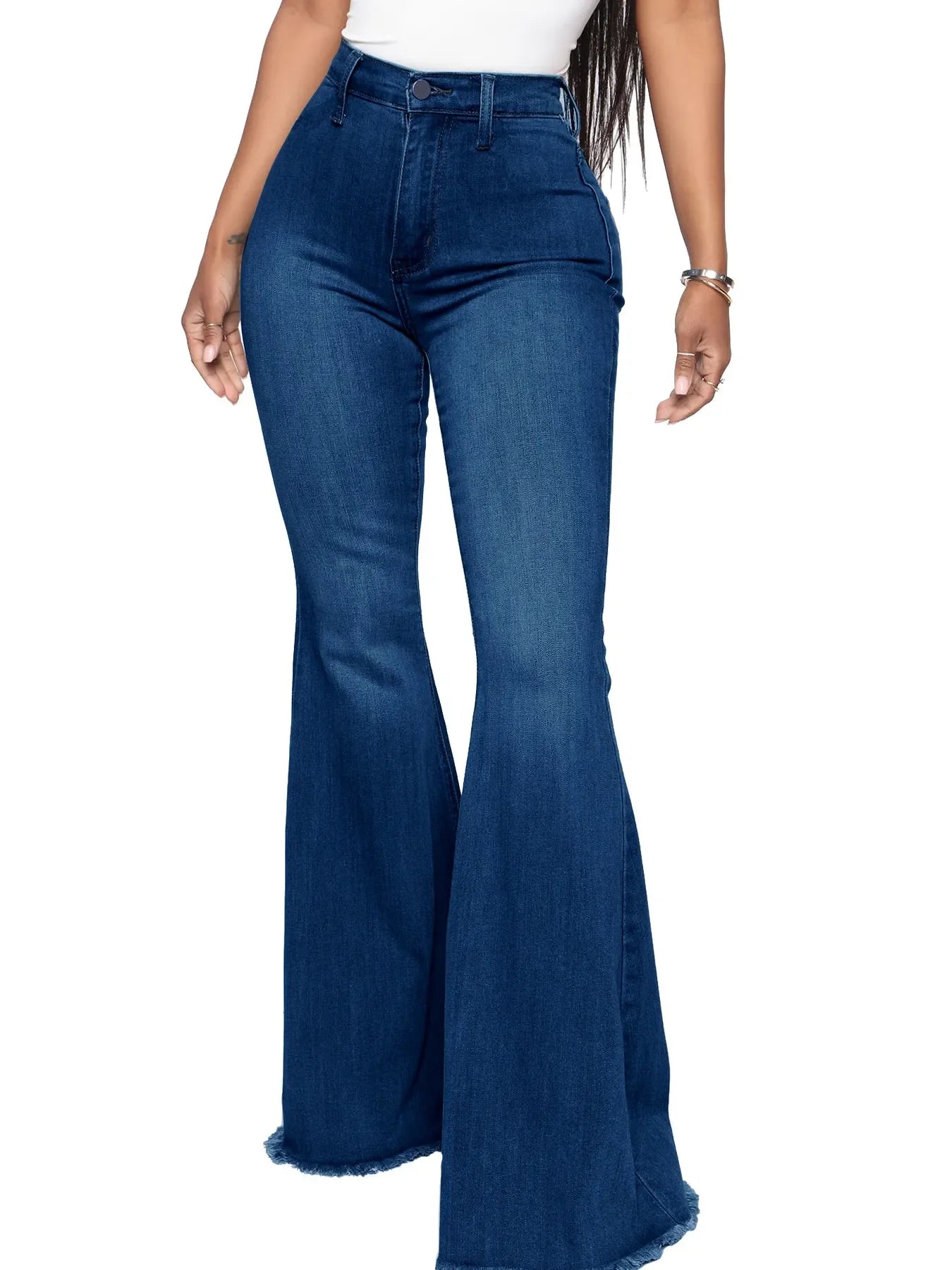 Plus Size Beachside High Waisted Raw Hem Flare Jeans - Southern Shores Clothing