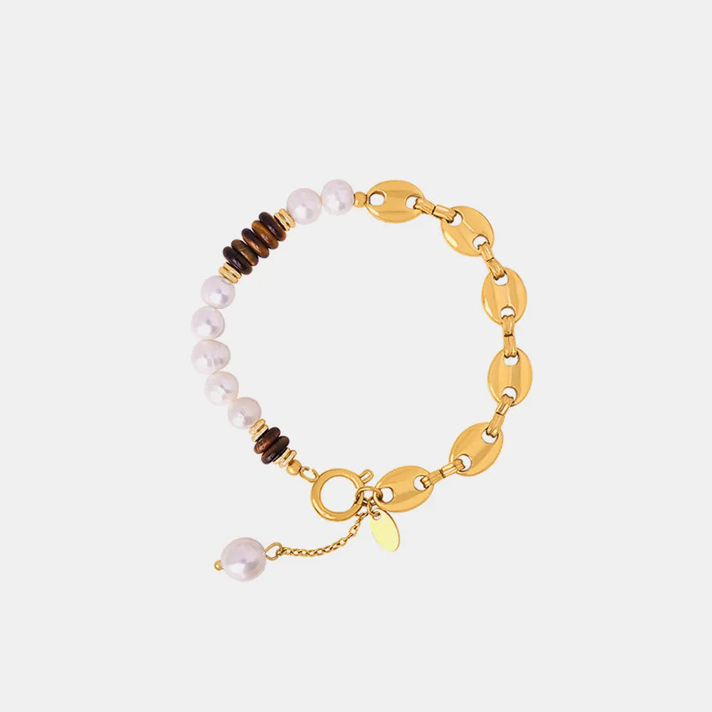 Southern Shores 18K Gold-Plated Titanium Steel Pearl Bracelet