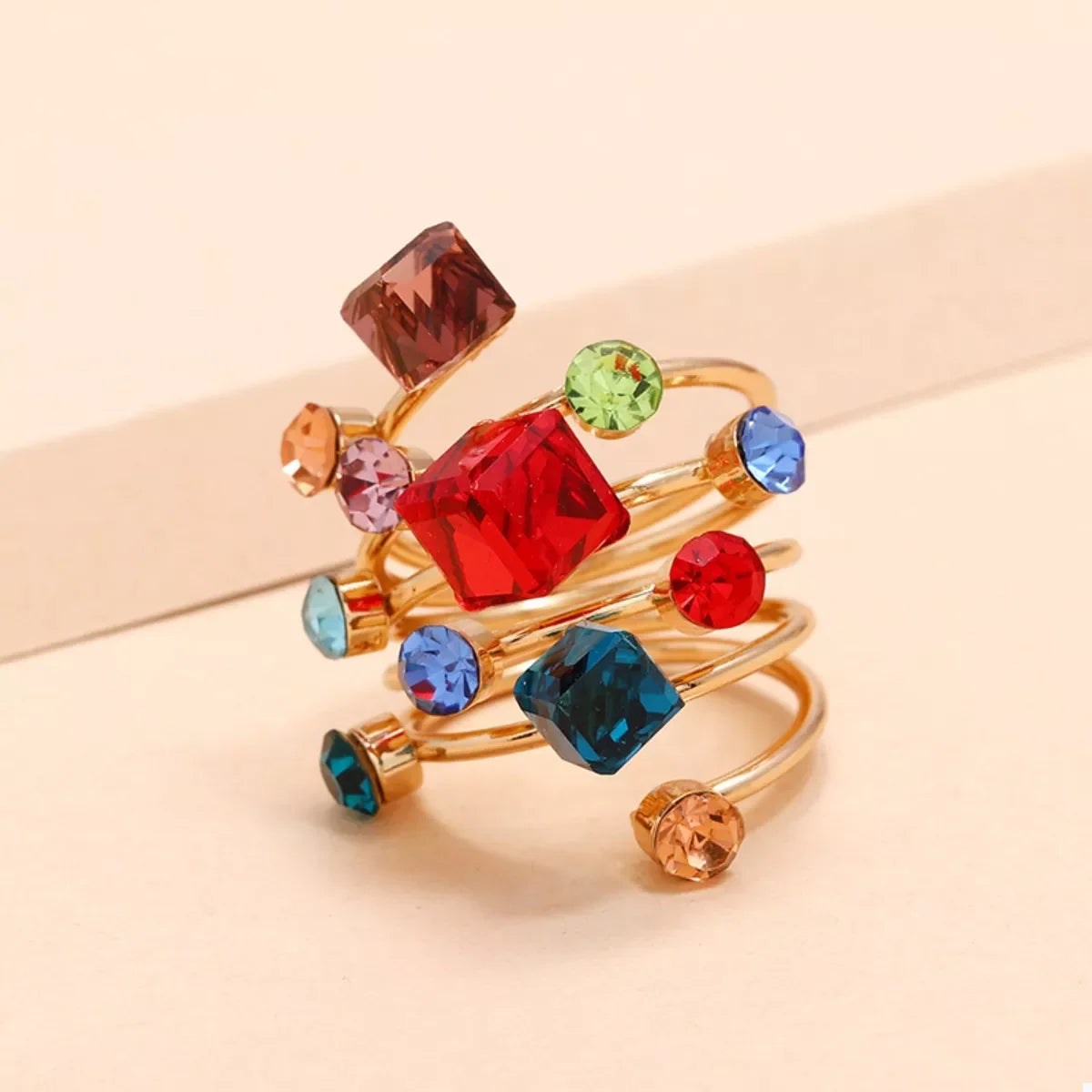 18K Gold-Plated Multi-Layer Crystal Ring - Southern Shores Clothing
