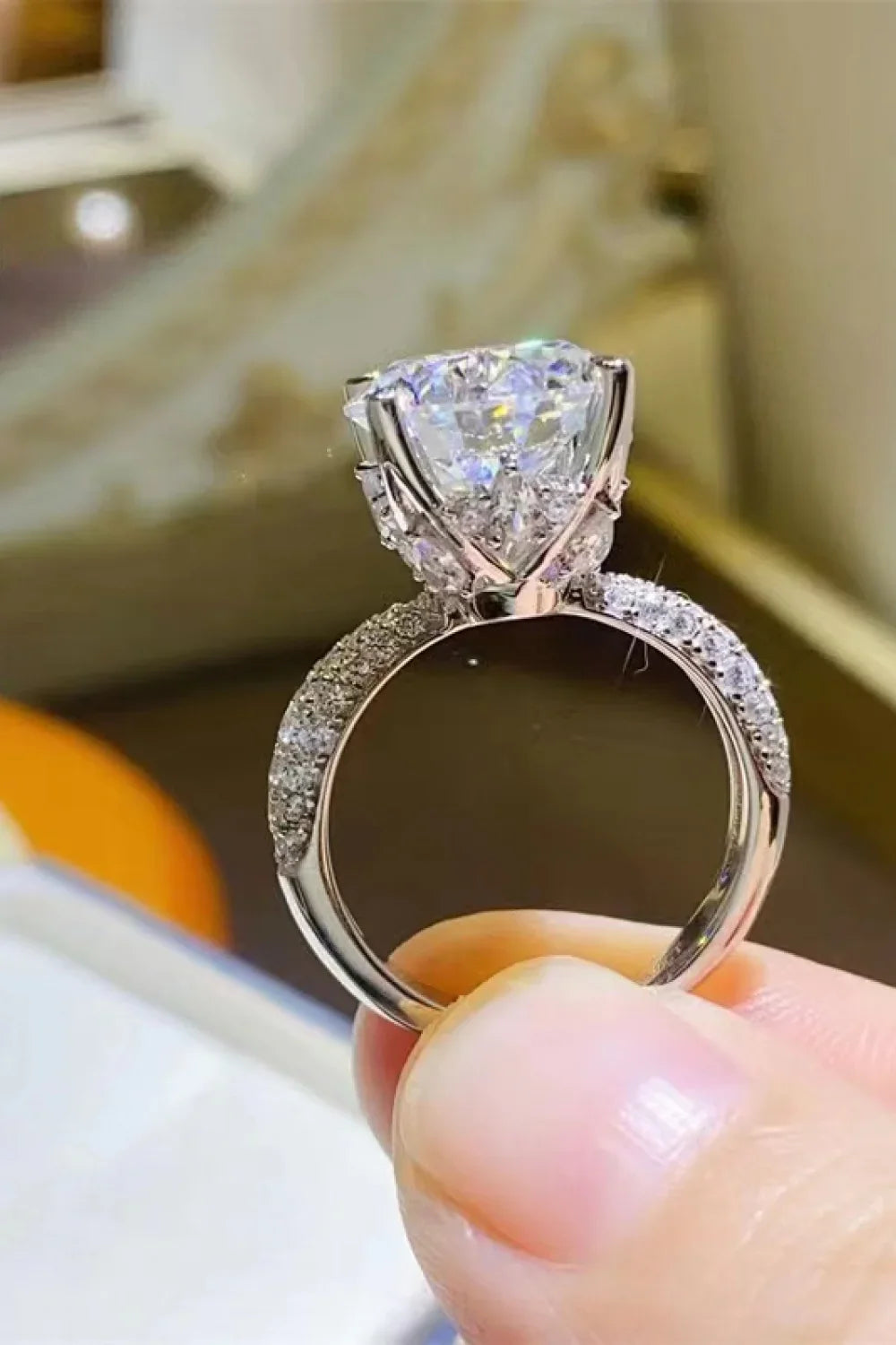 Moissanite Sterling Silver Ring With Crystal Brilliance - Southern Shores Clothing