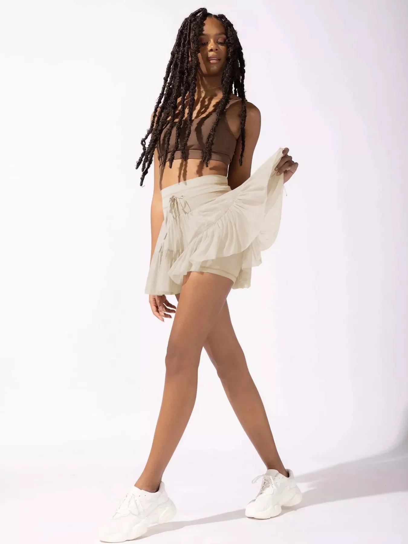 Breathable Pocketed Tiered Skort With Drawstring - Southern Shores Clothing