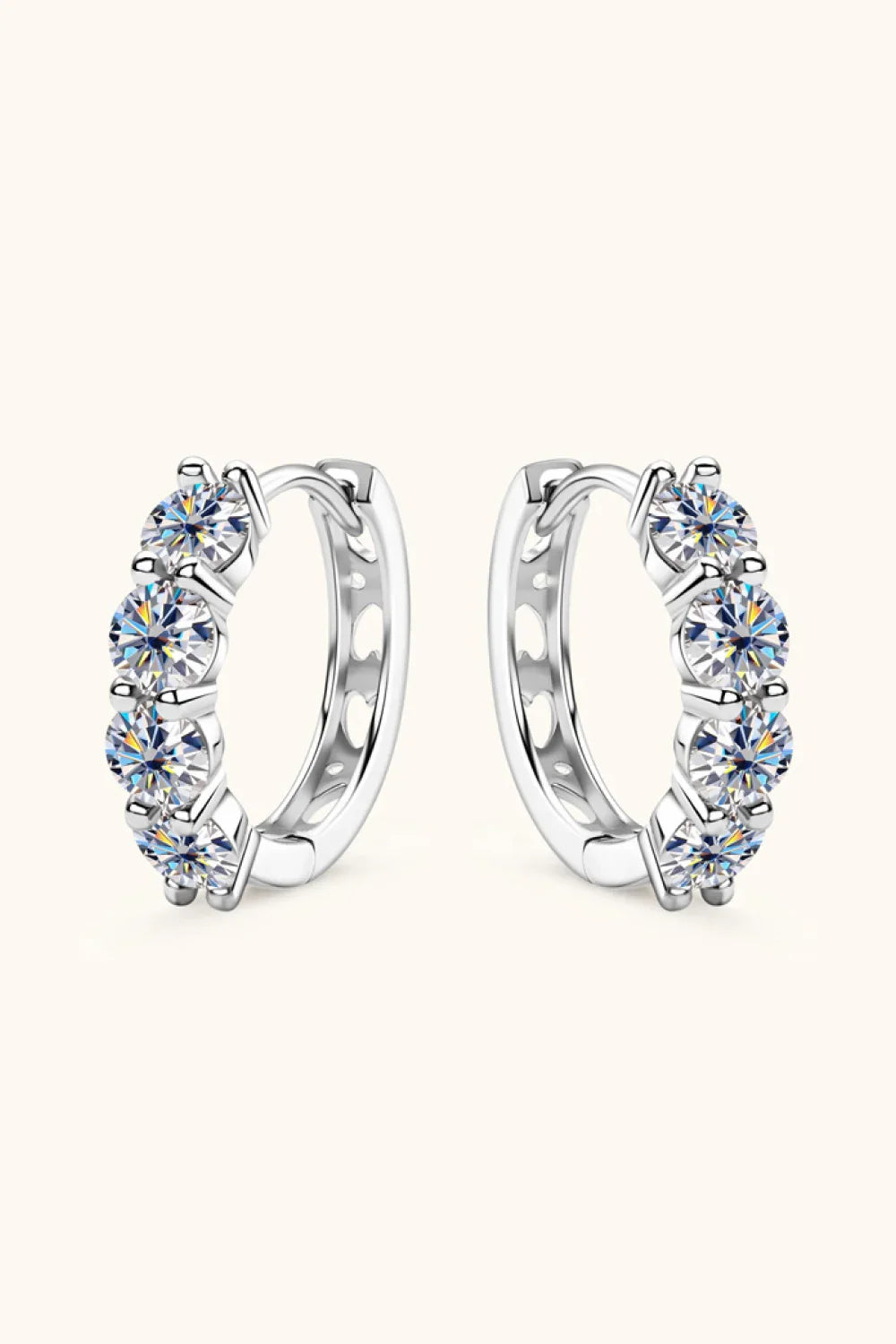 2.4 Carat Moissanite Huggie Earrings Platinum-Plated - Southern Shores Clothing