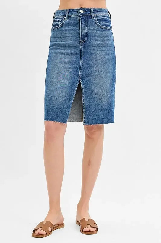 Plus Size High Rise Front Slit Pencil Skirt - Southern Shores Clothing