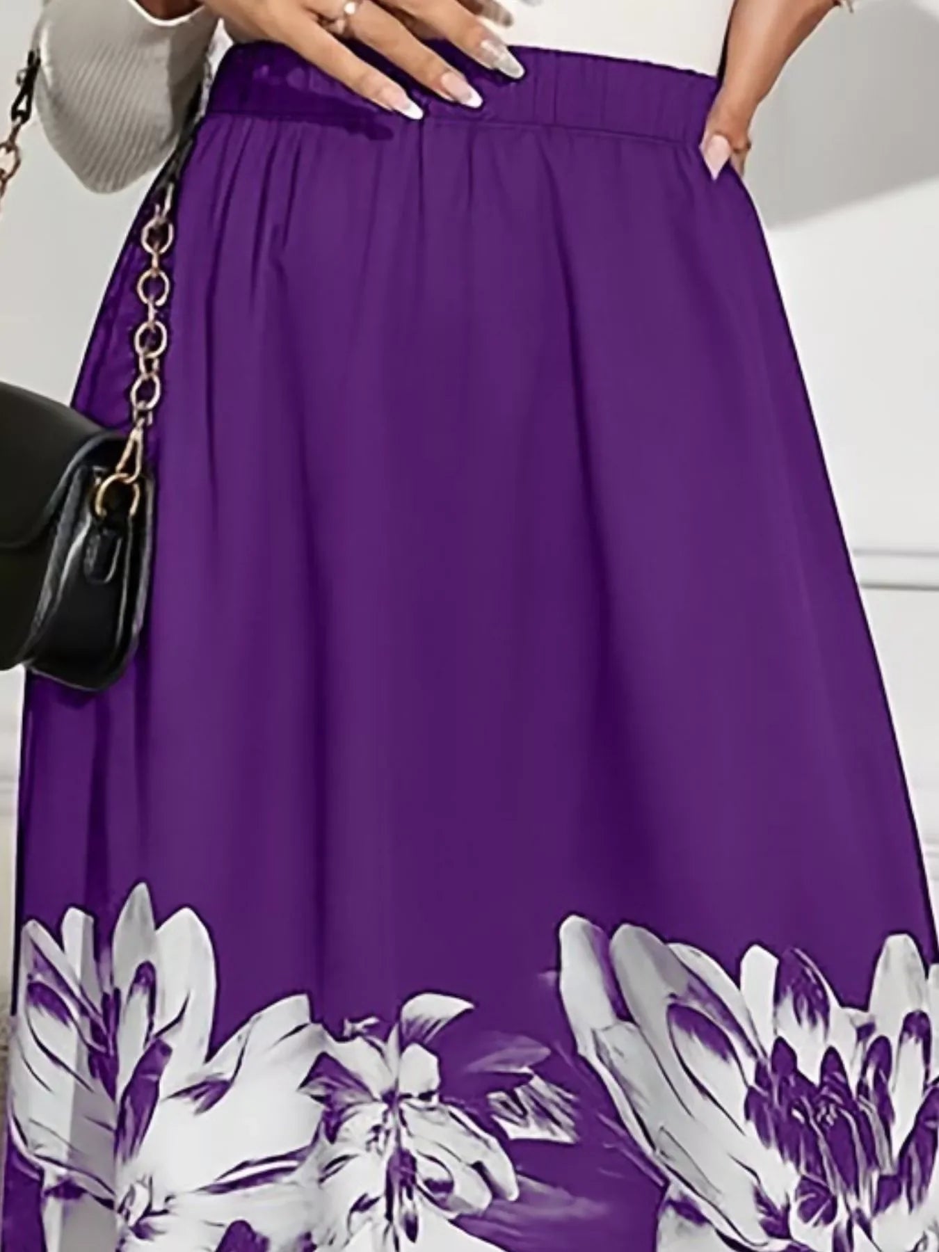 Lightweight Floral Print A Line Midi Skirt - Southern Shores Clothing