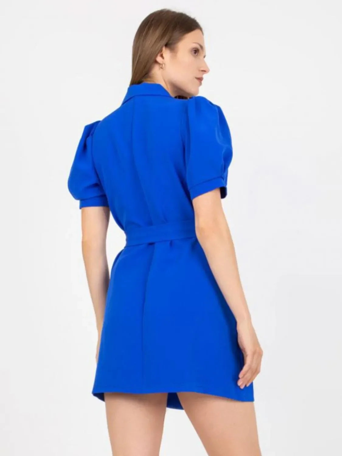Tie Waist Short Sleeve Blazer Dress For Daily Wear - Southern Shores Clothing