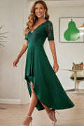 Coastal Lace Cutout V Neck Short Sleeve Dress - Southern Shores Clothing