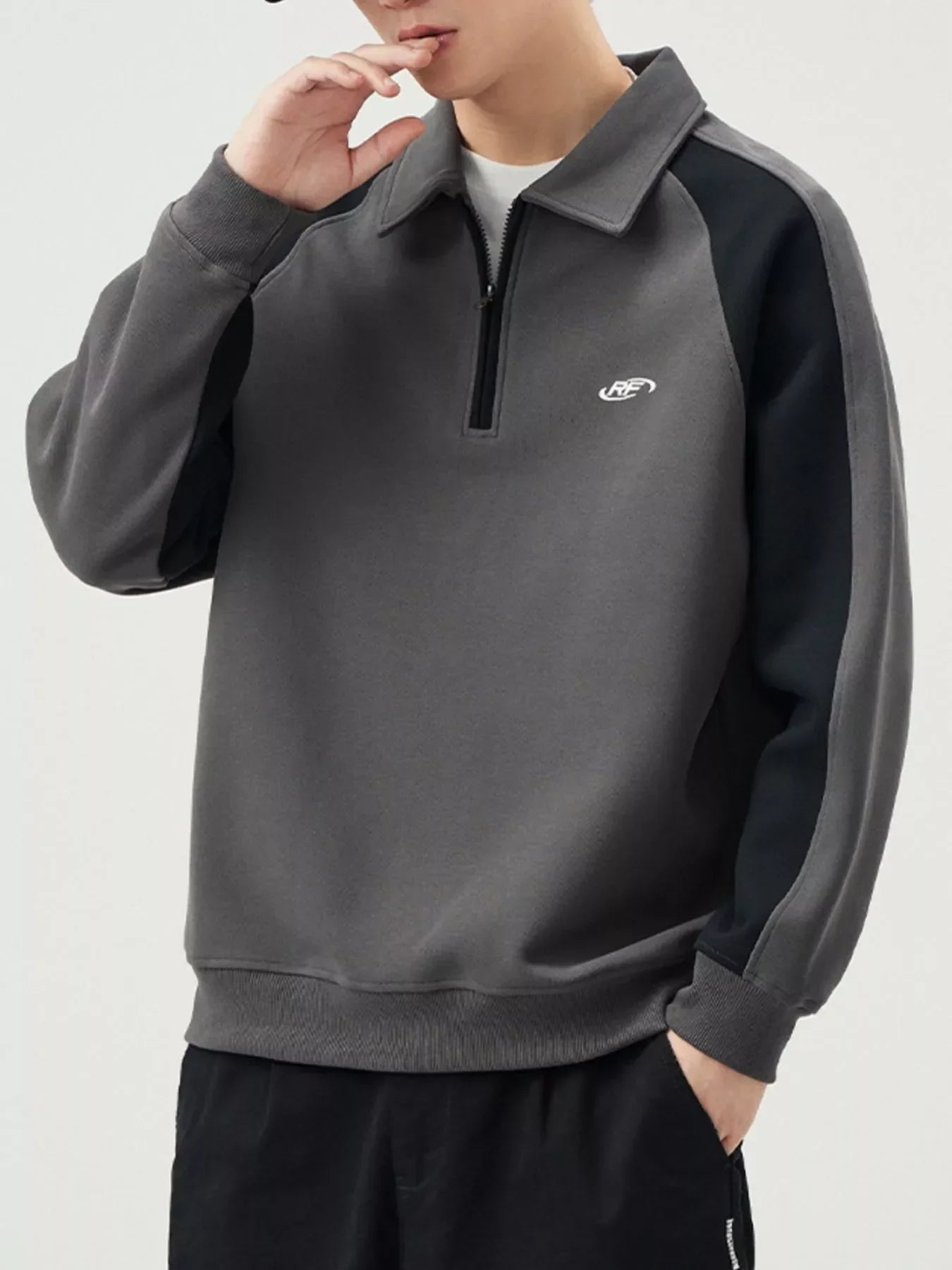 Plus Size Two-Tone Raglan Quarter Zip Sweatshirt - Southern Shores Clothing