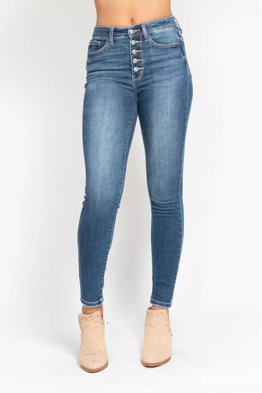 Coastal Judy Blue High Rise Button Fly Skinny Jeans